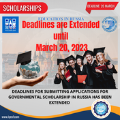 The deadline for submitting applications for governmental scholarships in Russia has been extended 