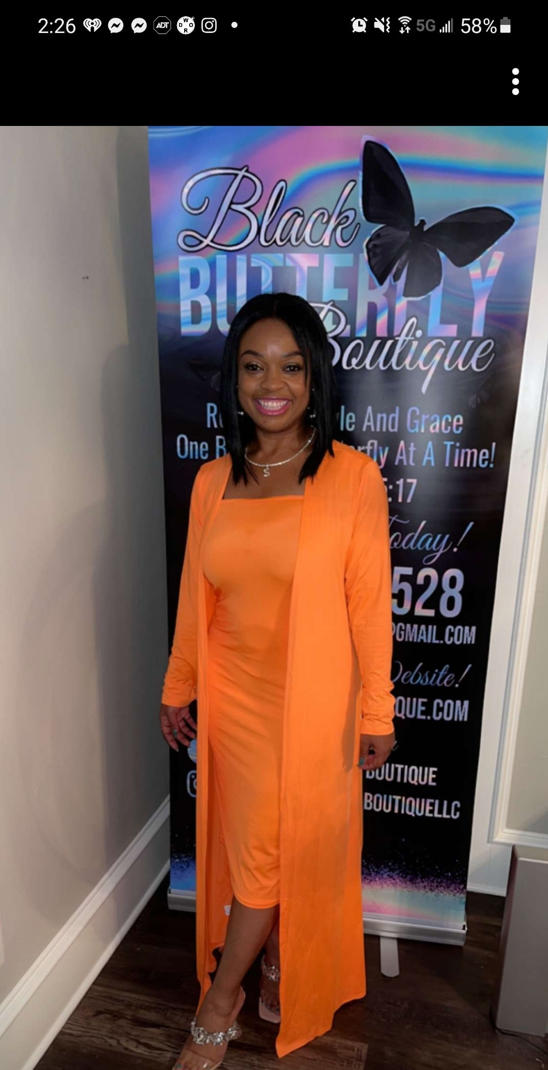 Orange Bodycon Brunch Set with cardigan