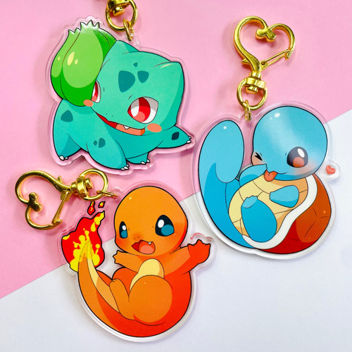 1st Gen starters Acrykic keychains Pokemon Cristalika