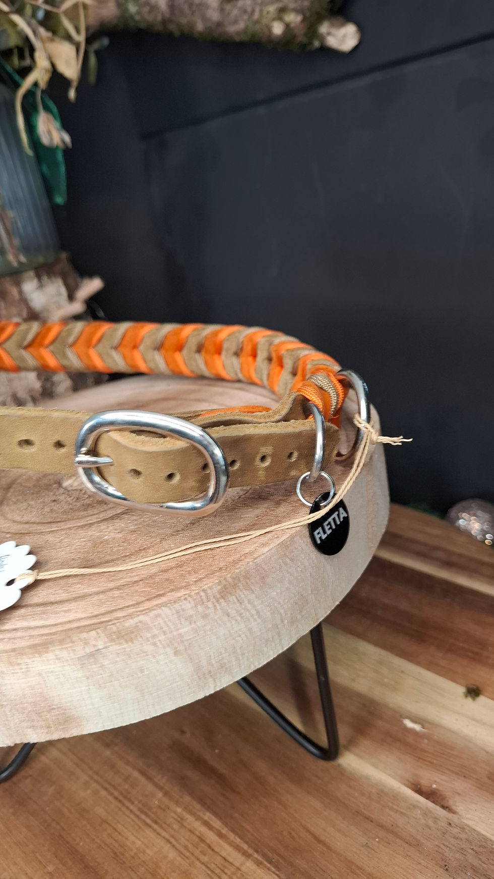 Miniaturbild: SOFORTKAUF Halsband GROFARI "DELUXE" Oliv/Orange Grösse XL