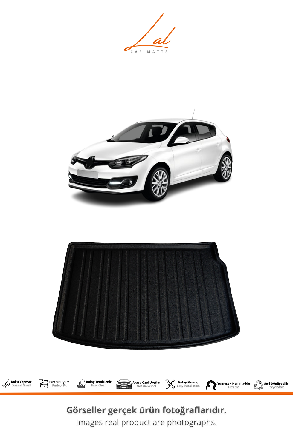 Küçük resim: Renault Megane 3 3D Havuzlu Paspas Bagaj Havuzu Seti  (2009-2016 Uyumlu) 