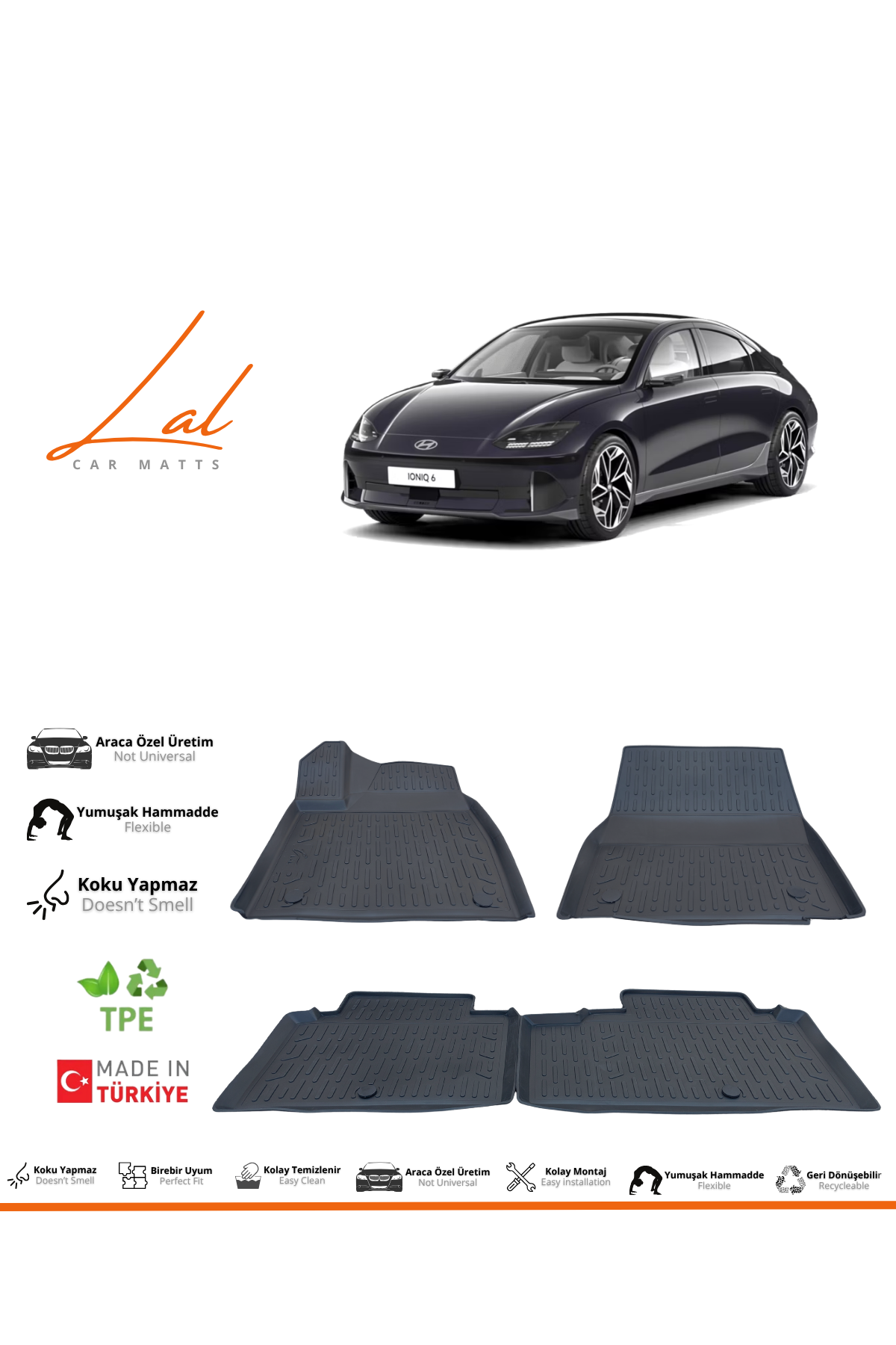 Hyundai İoniq 6 3D Havuzlu Paspas (2022 ve sonrası Uyumlu)