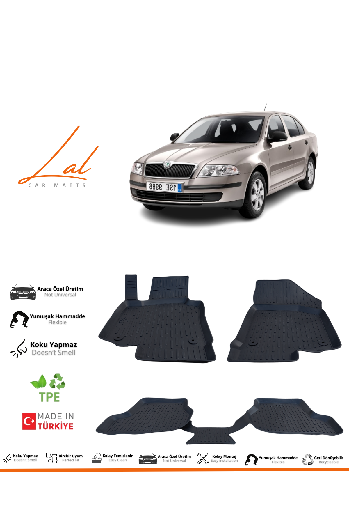 Skoda Octavia 3D Havuzlu Paspas (2005-2012 Uyumlu)