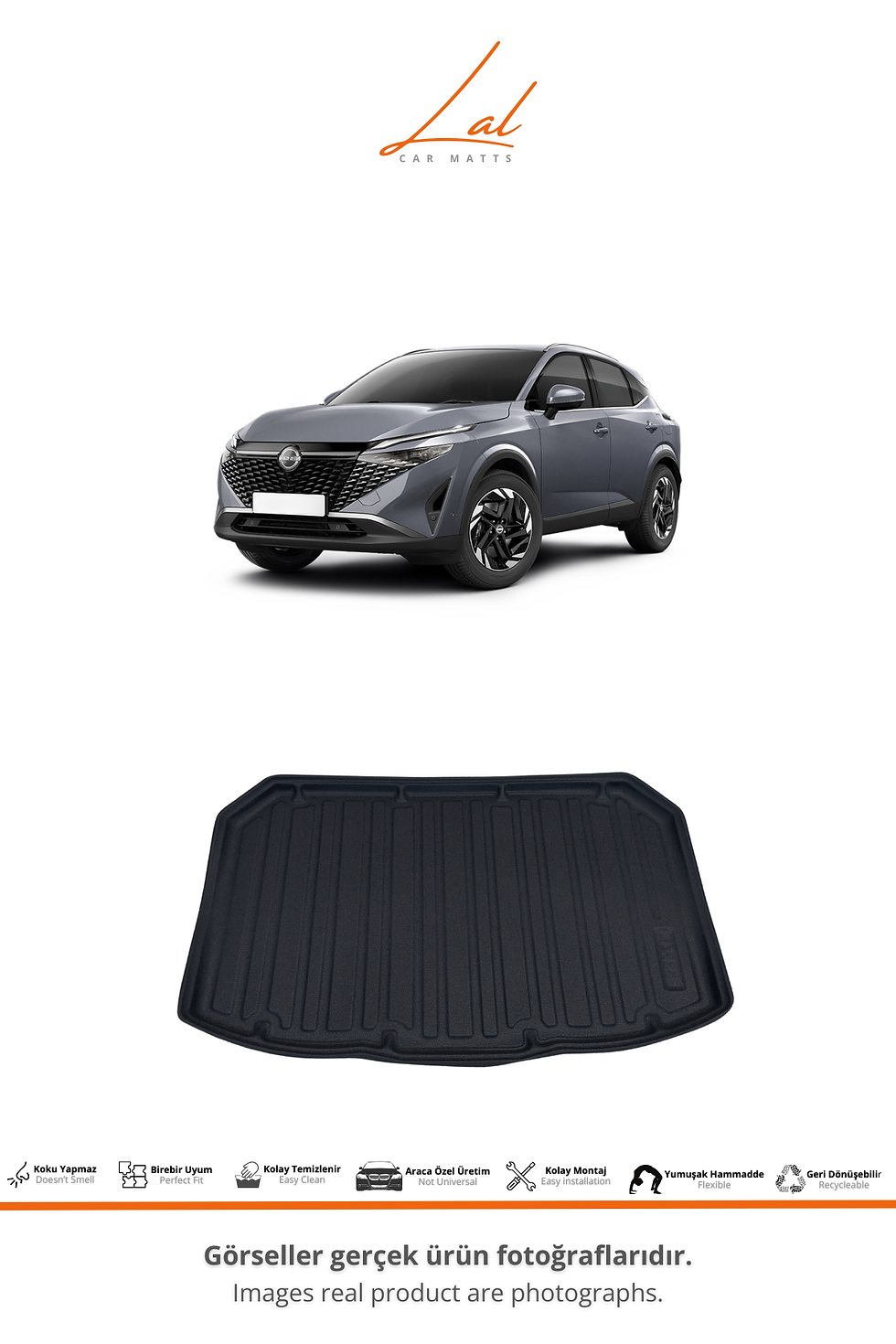 Küçük resim: Nissan Qashqai (Benzinli) 3D Havuzlu Paspas Alt Kademe Bagaj Havuzu Seti (2022+)