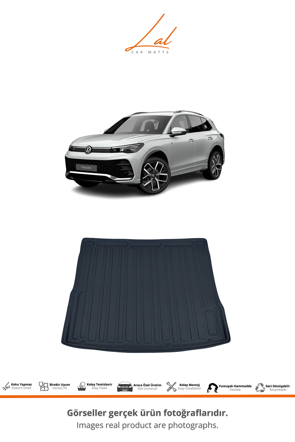 Küçük resim: Volkswagen Tiguan 3D Havuzlu Paspas Üst Kademe Bagaj Havuzu Seti (2024+)