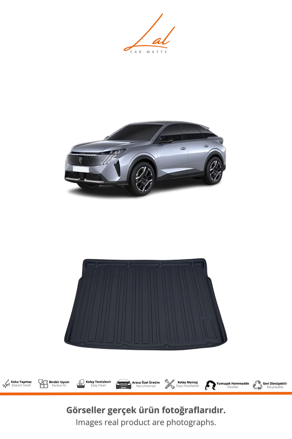 Küçük resim: Peugeot 3008 Hybird 3D Havuzlu Paspas Üst Kademe Bagaj  Havuzu Seti (2024+)