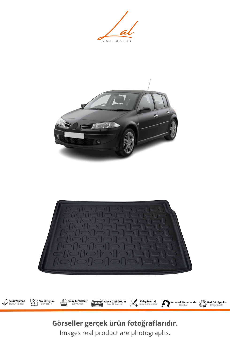 Küçük resim: Renault Megane 2 Hatchback 3D Havuzlu Paspas Bagaj Havuzu Seti(2002-2009 Uyumlu)