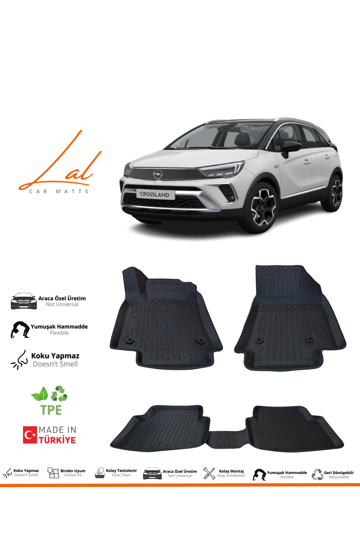 Opel Crossland 3D Havuzlu Paspas (2017 ve sonrası Uyumlu)