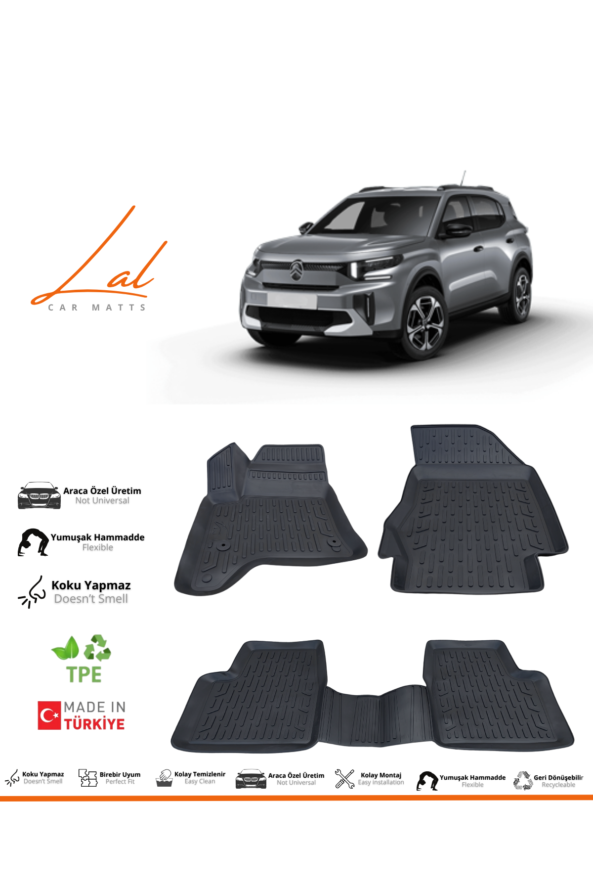 Citroen C3 Aircross (Hybird) 3D Havuzlu Paspas (2025 ve sonrası Uyumlu)