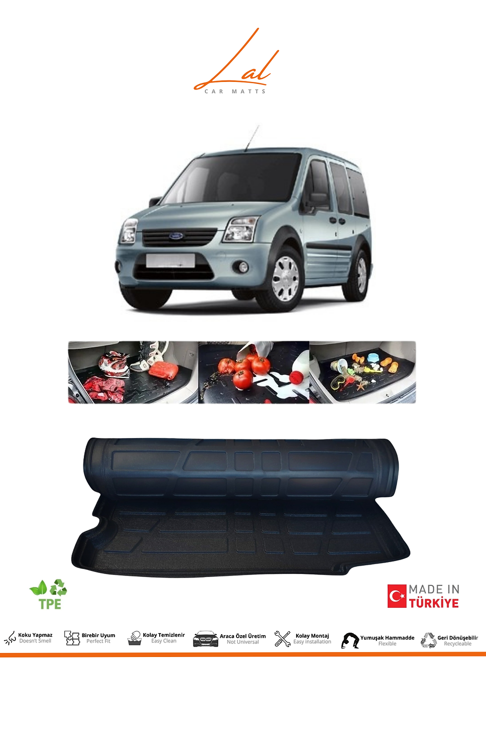 Küçük resim: Ford Connect Combi Koltuklu (110luk) 3D Bagaj Havuzu (2003-2014 Uyumlu)