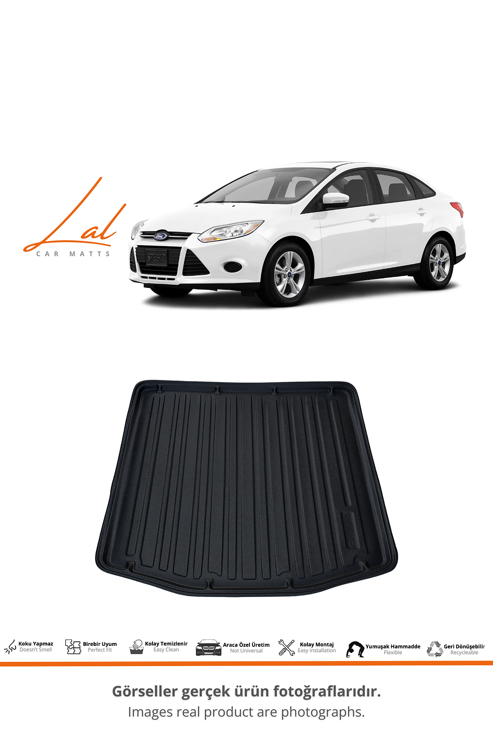 Küçük resim: Ford Focus 3 Sedan Kalın Stepne Bagaj Havuzu (2011-2014 Uyumlu)