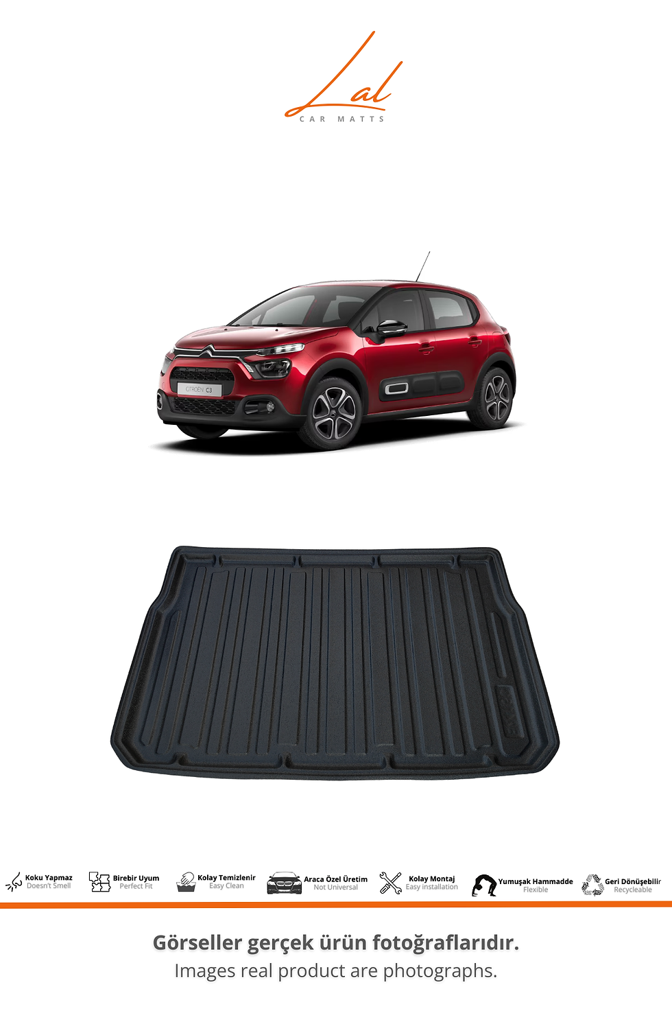 Küçük resim: Citroen C3 Hatchback 3D Havuzlu Paspas Bagaj Havuzu Seti(2016 ve sonrası Uyumlu)