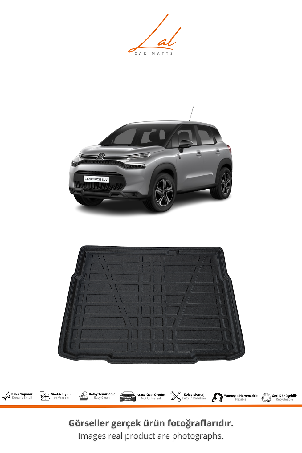 Küçük resim: Citroen C3 Aircross 3D Havuzlu Paspas Alt Kademe Bagaj Havuzu Seti (2016-2024)