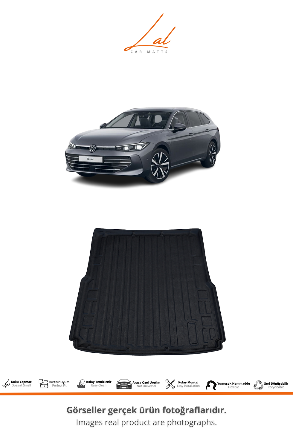 Küçük resim: Volkswagen Passat B9 Variant 3D Havuzlu Paspas Üst Bagaj Havuzu Seti (2023+)