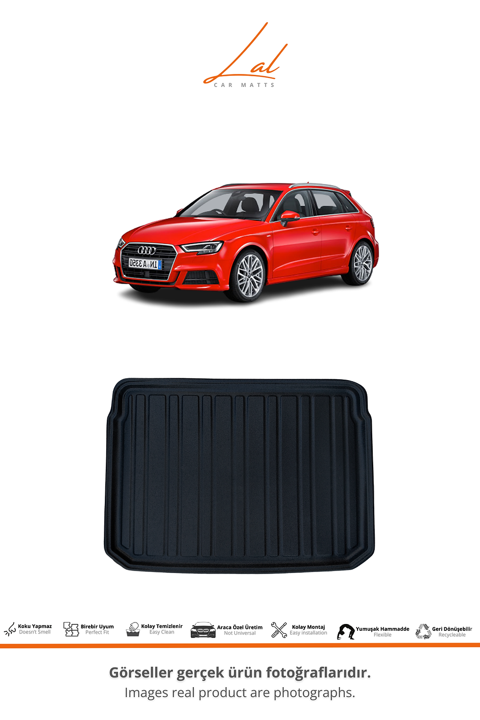 Küçük resim: Audi A3 Hatchback 3D Havuzlu Paspas Bagaj Havuzu Seti (2013-2020 Uyumlu)