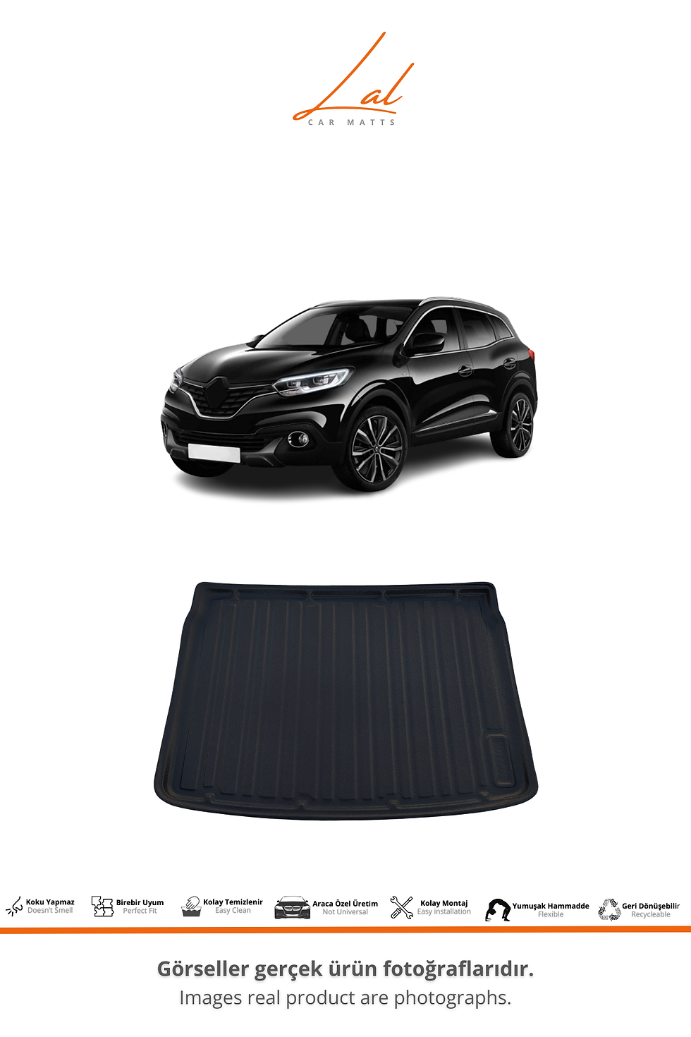 Küçük resim: Renault Kadjar 3D Havuzlu Paspas Bagaj Havuzu Seti (2015 ve sonrası Uyumlu)