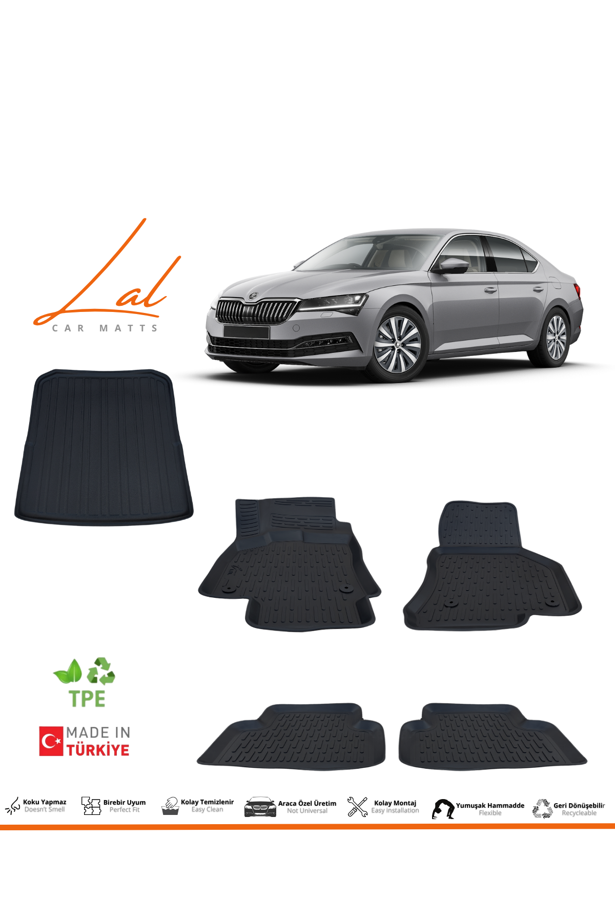 Skoda Superb 3D Havuzlu Paspas Bagaj Havuzu Seti (2015-2023 Uyumlu)