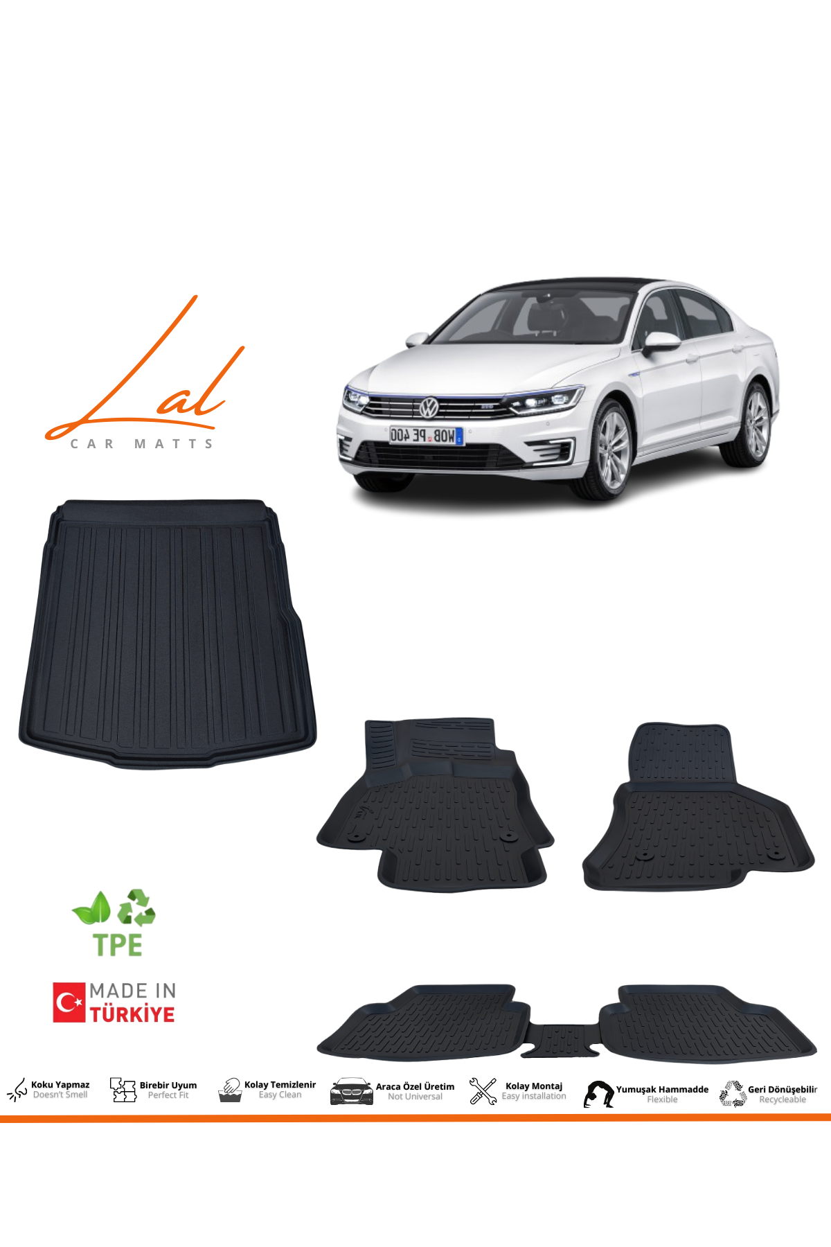 Volkswagen Passat B8-8,5 3D Havuzlu Paspas Bagaj Havuzu Seti (2015-2022 Uyumlu)