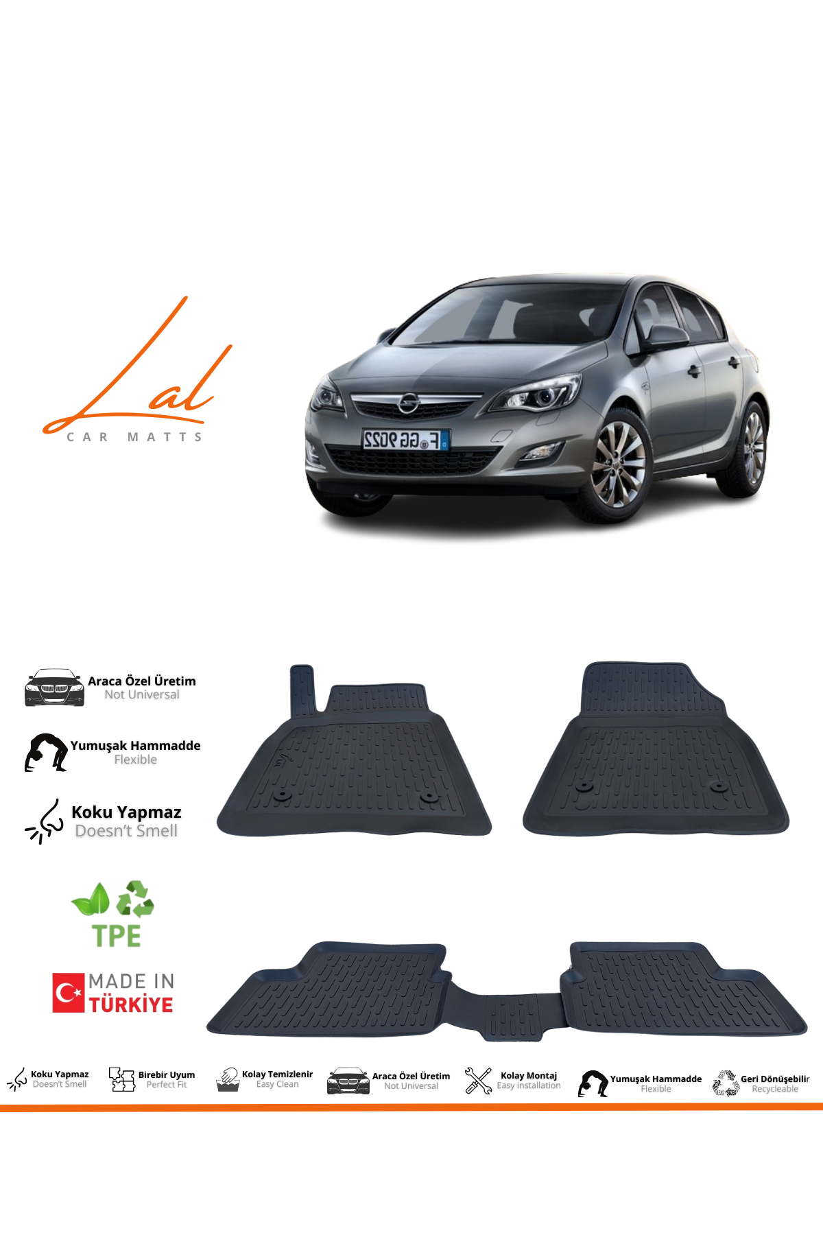 Opel Astra J Hatchback 3D Havuzlu Paspas (2010 ve sonrası Uyumlu)
