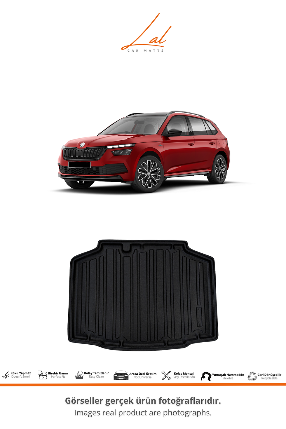 Küçük resim: Skoda Kamiq 3D Havuzlu Paspas Alt Kademe Bagaj Havuzu Seti (2019+)