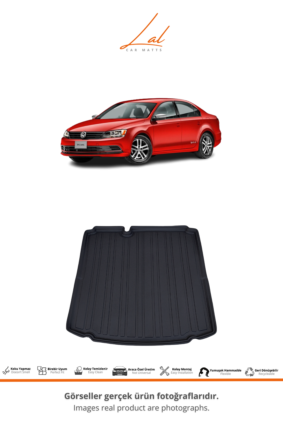 Küçük resim: Volkswagen Jetta 3D Havuzlu Paspas Bagaj Havuzu Seti (2011-2020 Uyumlu) Cepsiz