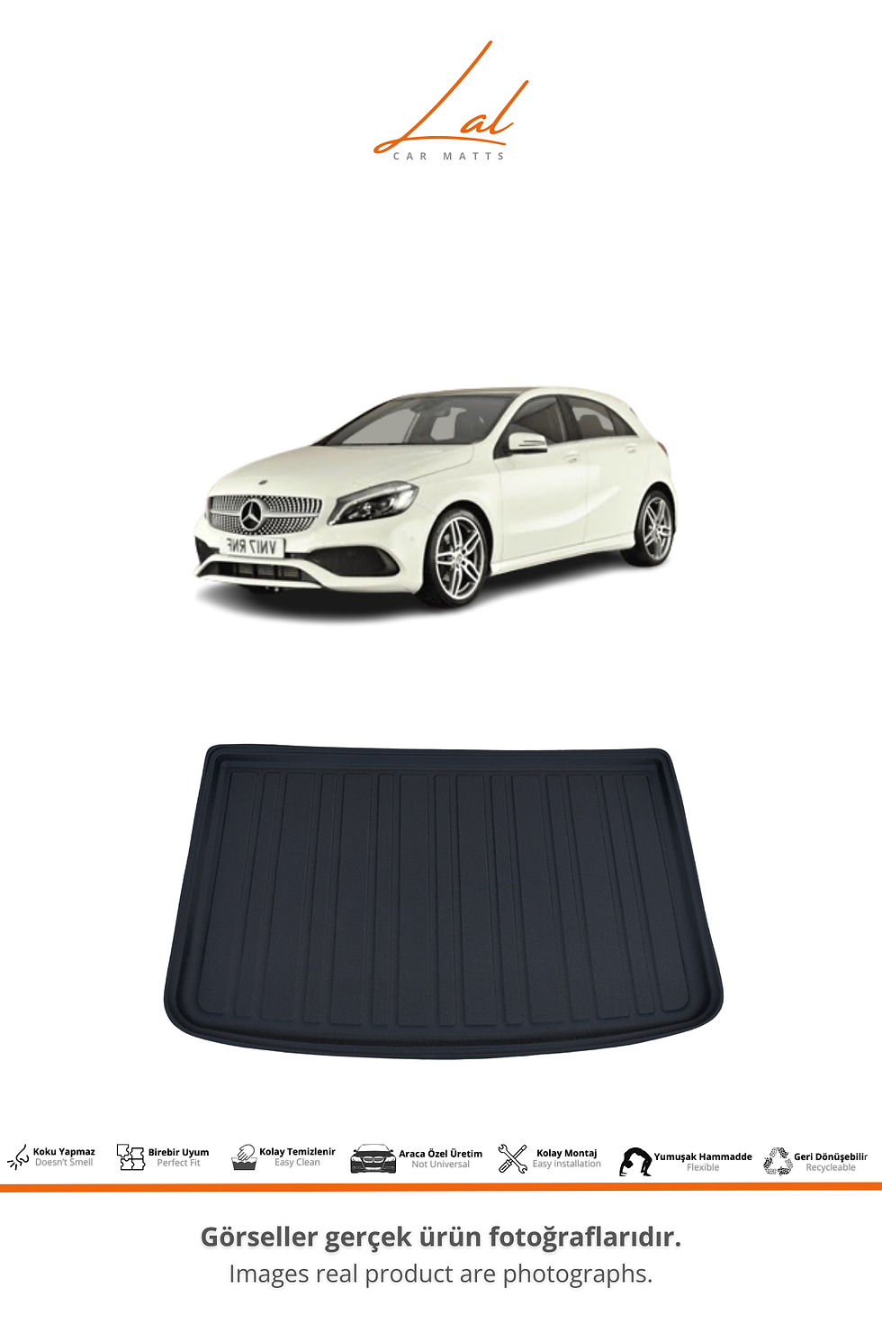 Küçük resim: Mercedes A Serisi 3D Havuzlu Paspas Bagaj Havuzu Seti(2013-2018 Uyumlu)