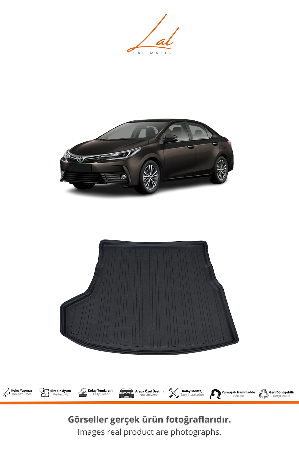 Küçük resim: Toyota Corolla 3D Havuzlu Paspas Bagaj Havuzu Seti (2013-2018 Uyumlu)