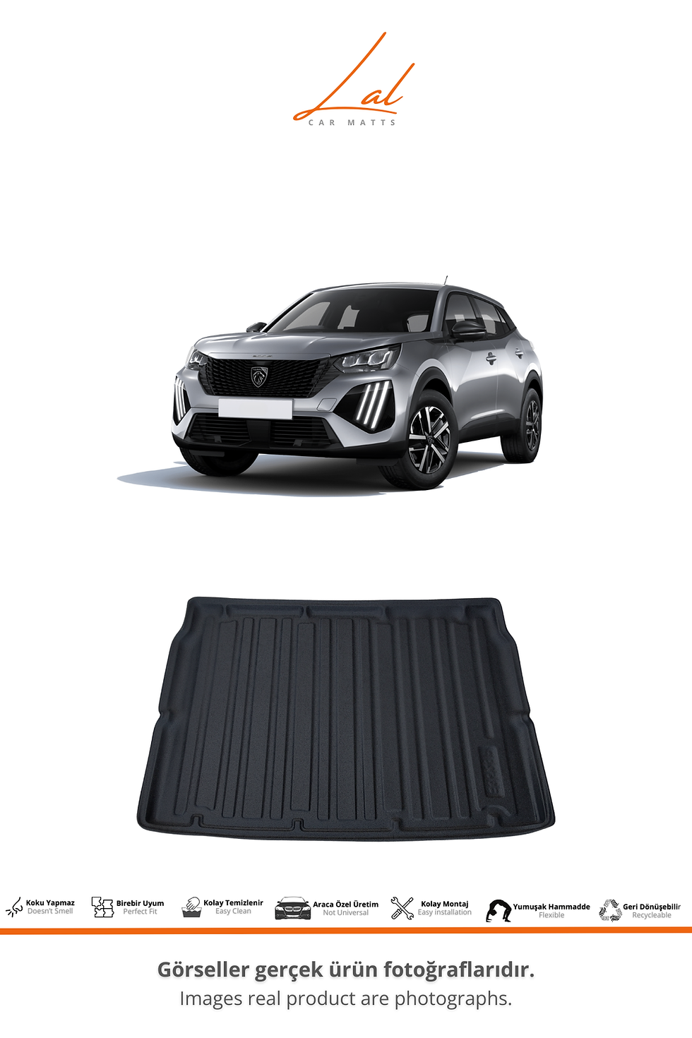 Küçük resim: Peugeot 2008 3D Havuzlu Paspas Üst Kademe Bagaj Havuzu  Seti (2019+)
