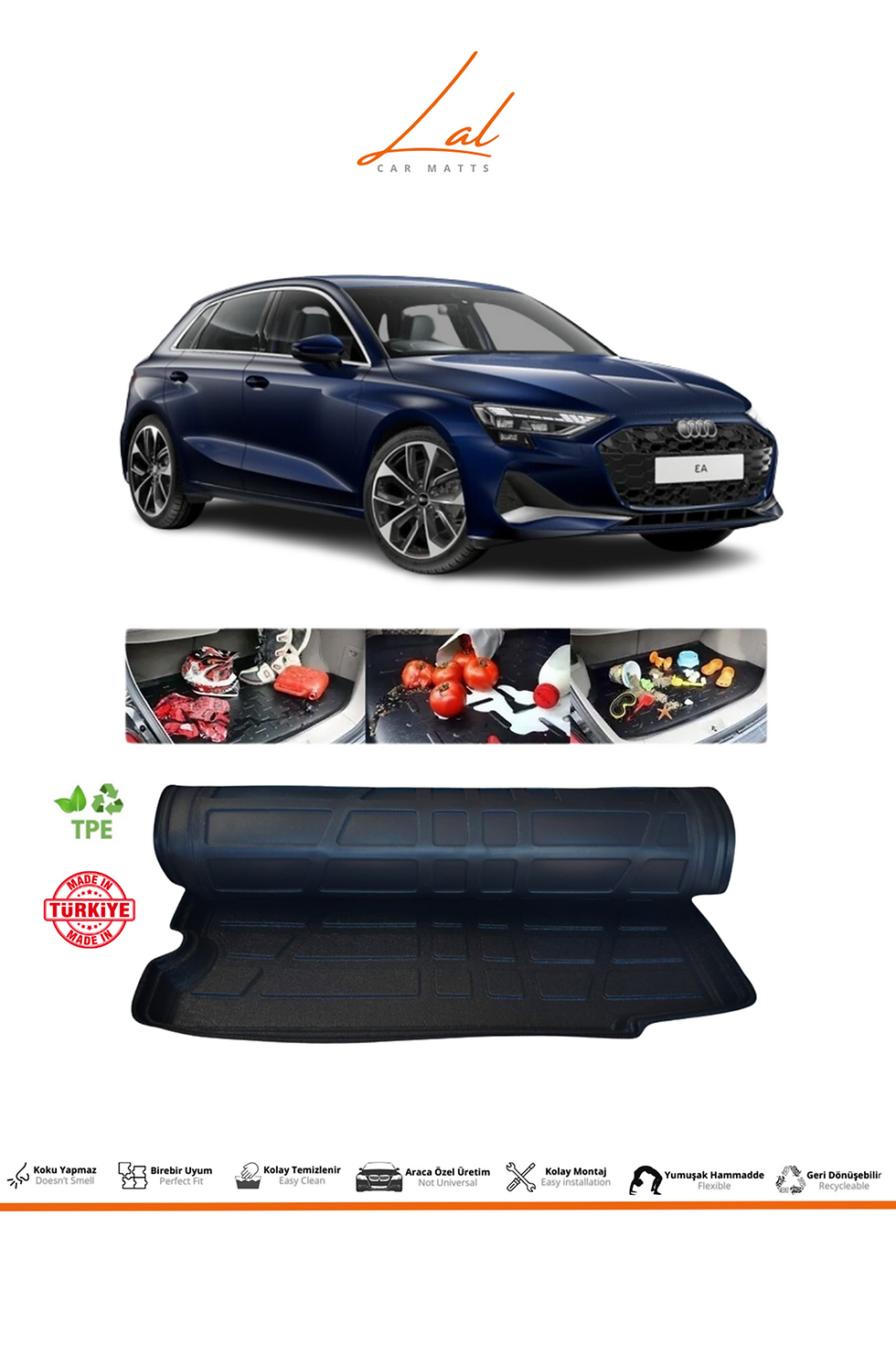 Küçük resim: Audi A3 Hatchback 3D Alt Kademe Bagaj Havuzu (2021 ve sonrası Uyumlu)