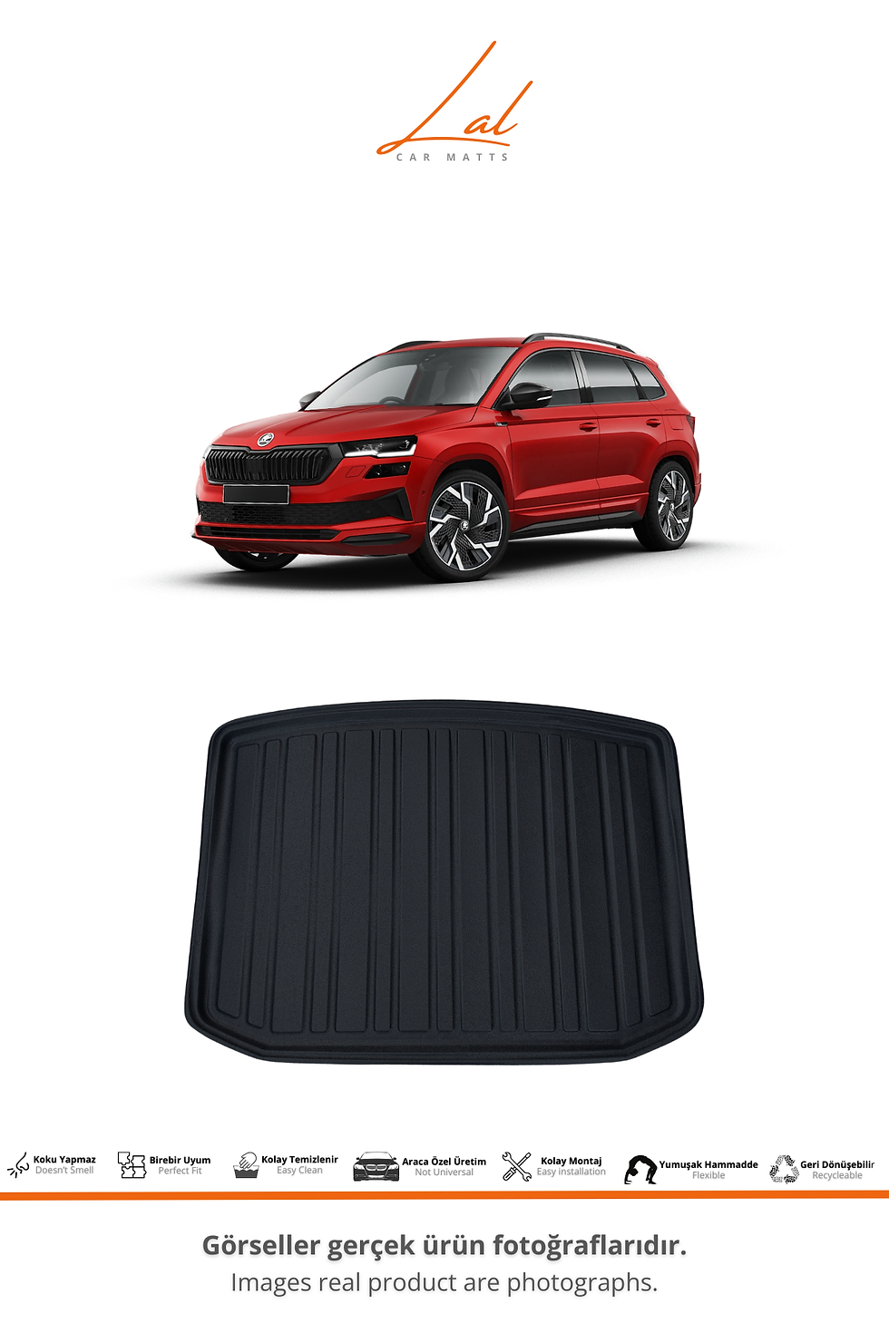 Küçük resim: Skoda Karoq 3D Havuzlu Paspas Bagaj Havuzu Seti (2017 ve sonrası Uyumlu)