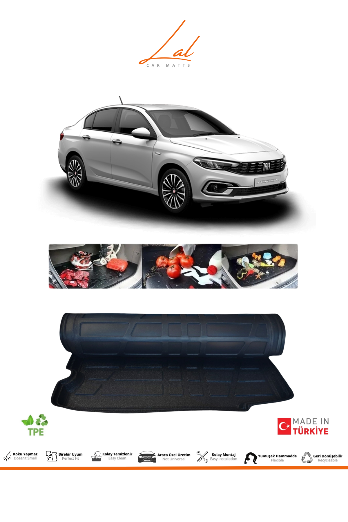 Fiat Egea Sedan 3D Bagaj Havuzu (2015 ve sonrası Uyumlu)