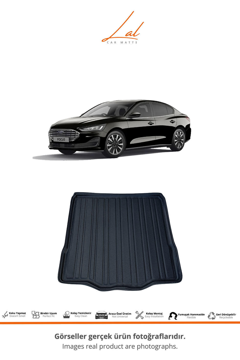 Küçük resim: Ford Focus 5 Sedan 3D Havuzlu Paspas Bagaj Havuzu Seti (2019 + Tamir Kitli)
