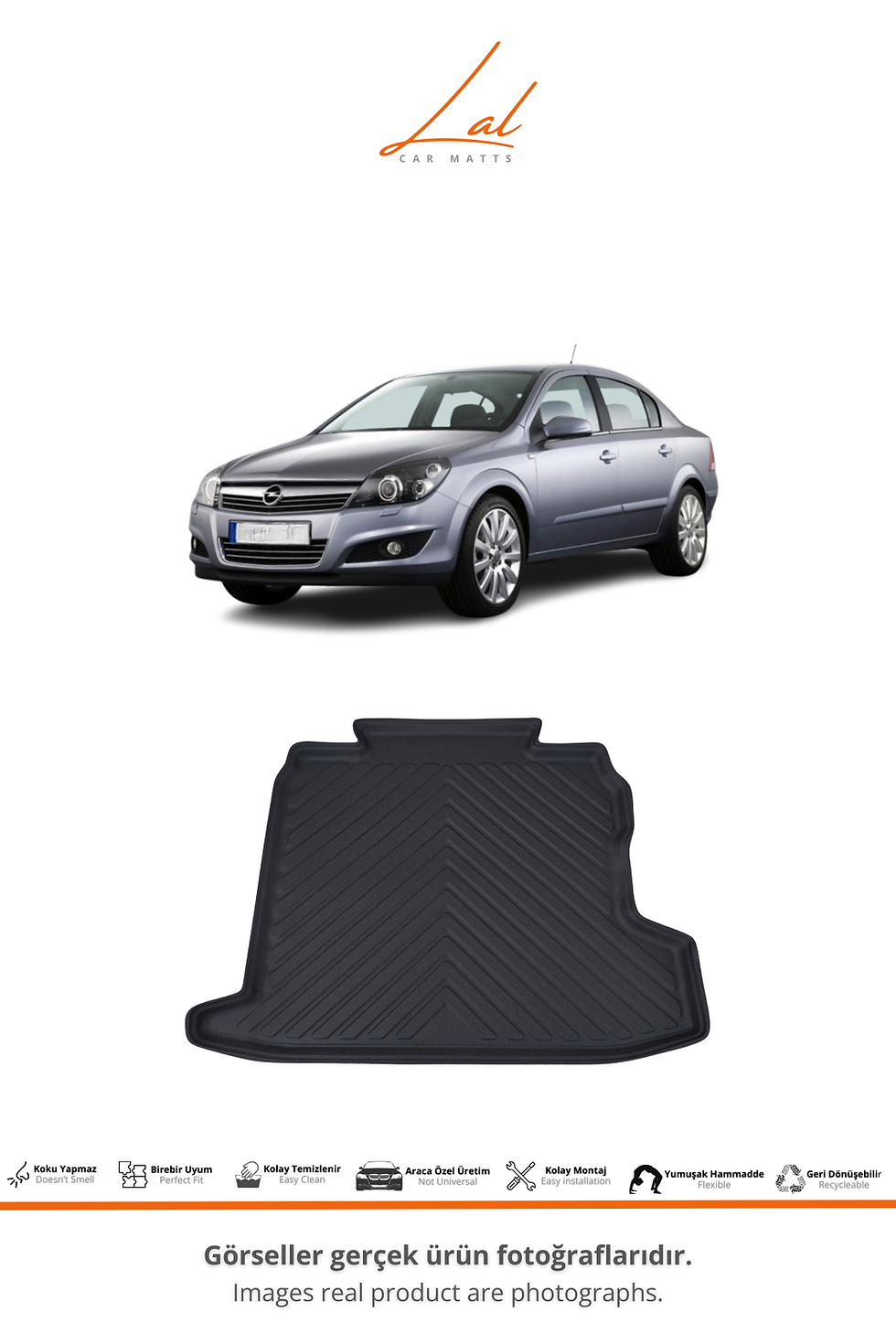 Küçük resim: Opel Astra H Sedan 3D Havuzlu Paspas Bagaj Havuzu Seti(2004-2013 Uyumlu)