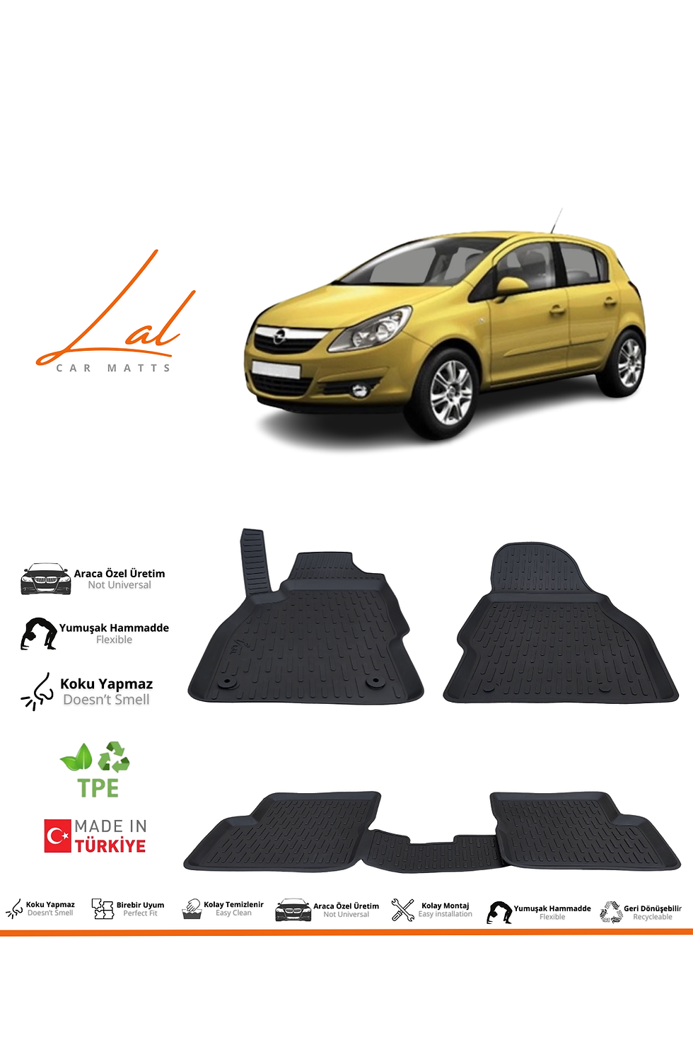 Küçük resim: Opel Corsa D 3D Havuzlu Paspas (2006-2014 Uyumlu)