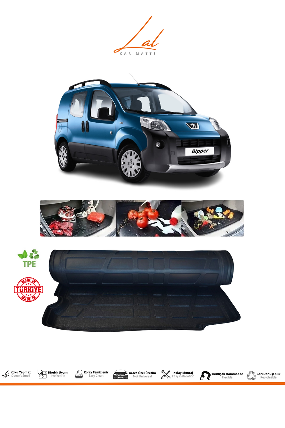 Küçük resim: Peugeot Bipper 3D Bagaj Havuzu  (2007 ve sonrası Uyumlu)