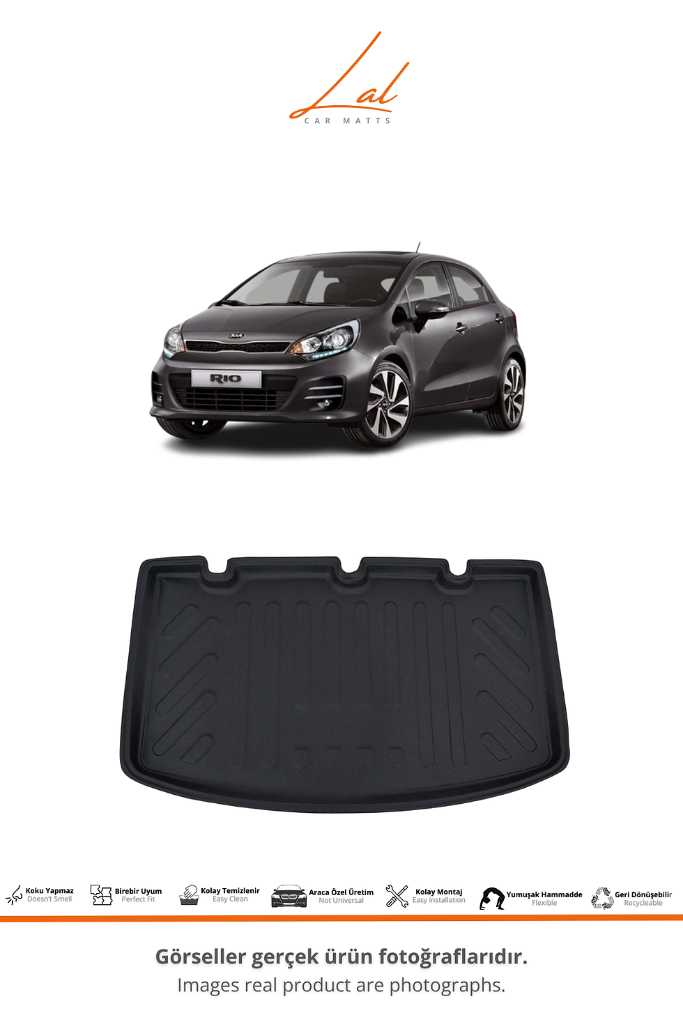 Küçük resim: Kia Rio (İnce Stepne) 3D Havuzlu Paspas Bagaj Havuzu Seti (2011-2017 Uyumlu)