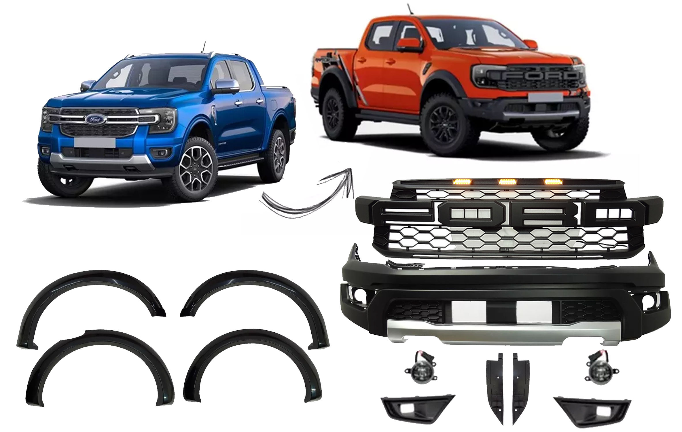 Body Kit Ford Ranger 2024 Transformación A Raptor 2024