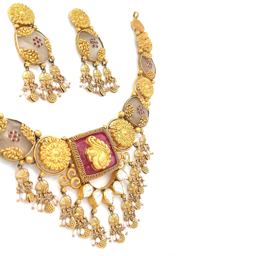 Thumbnail: Gemownaire Kashvi Antique Gold Necklace