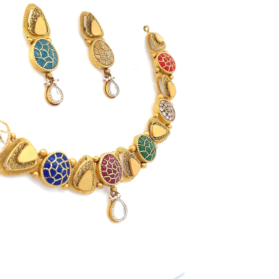 Thumbnail: Gemownaire Lavanya Antique Gold Necklace
