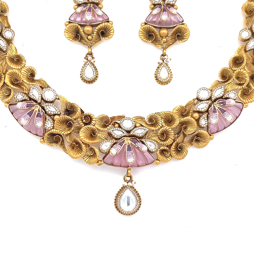 Thumbnail: Gemownaire Ajanta Antique Gold Necklace