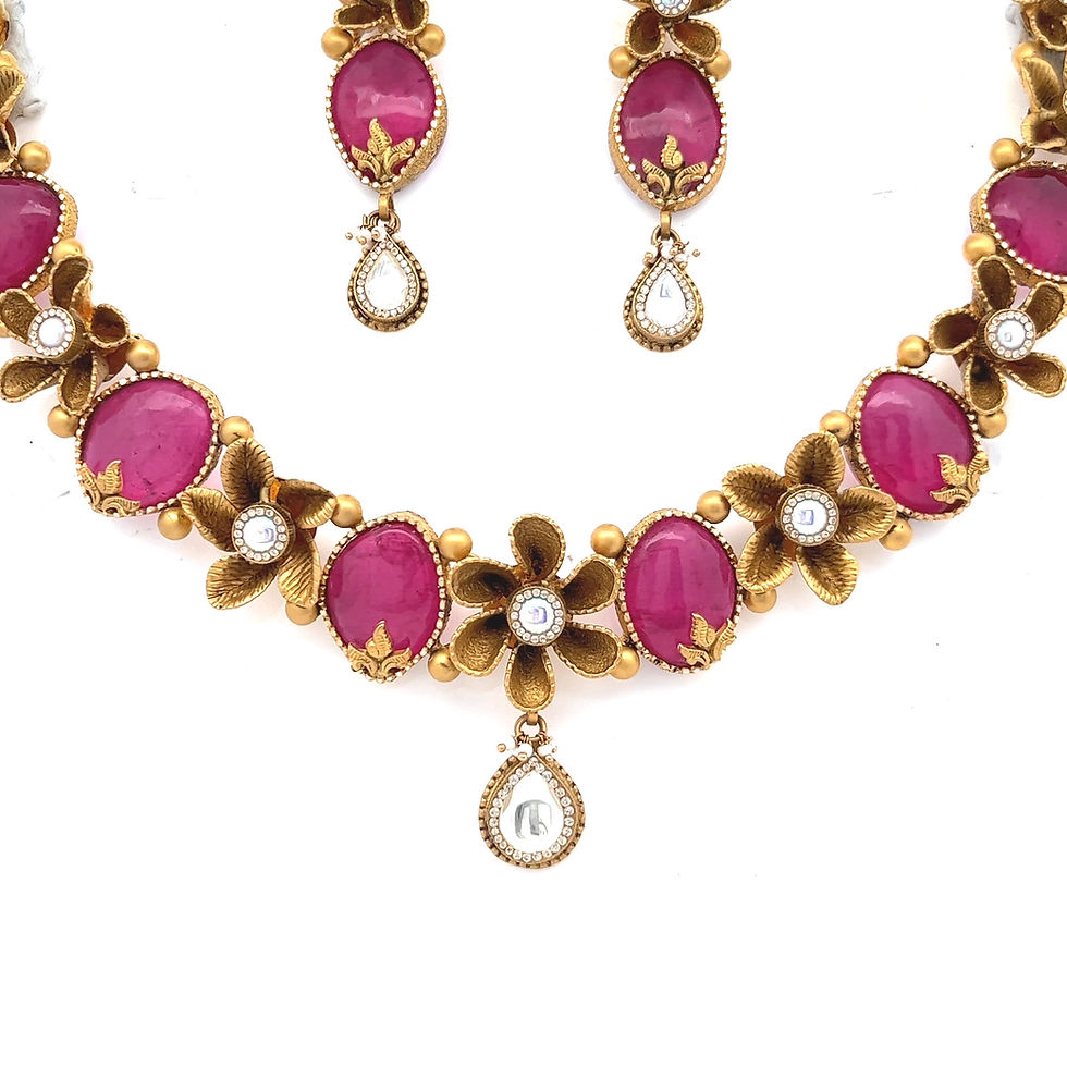 Thumbnail: Gemownaire Vamika Antique Gold Necklace