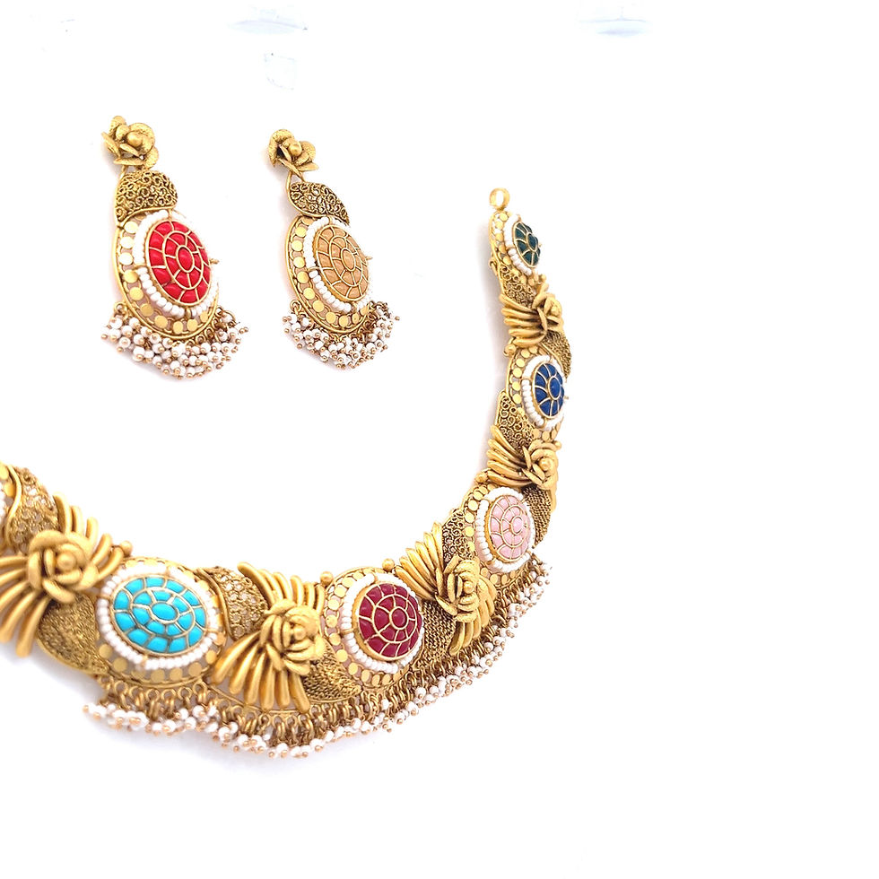 Thumbnail: Gemownaire Advika Antique Gold Necklace