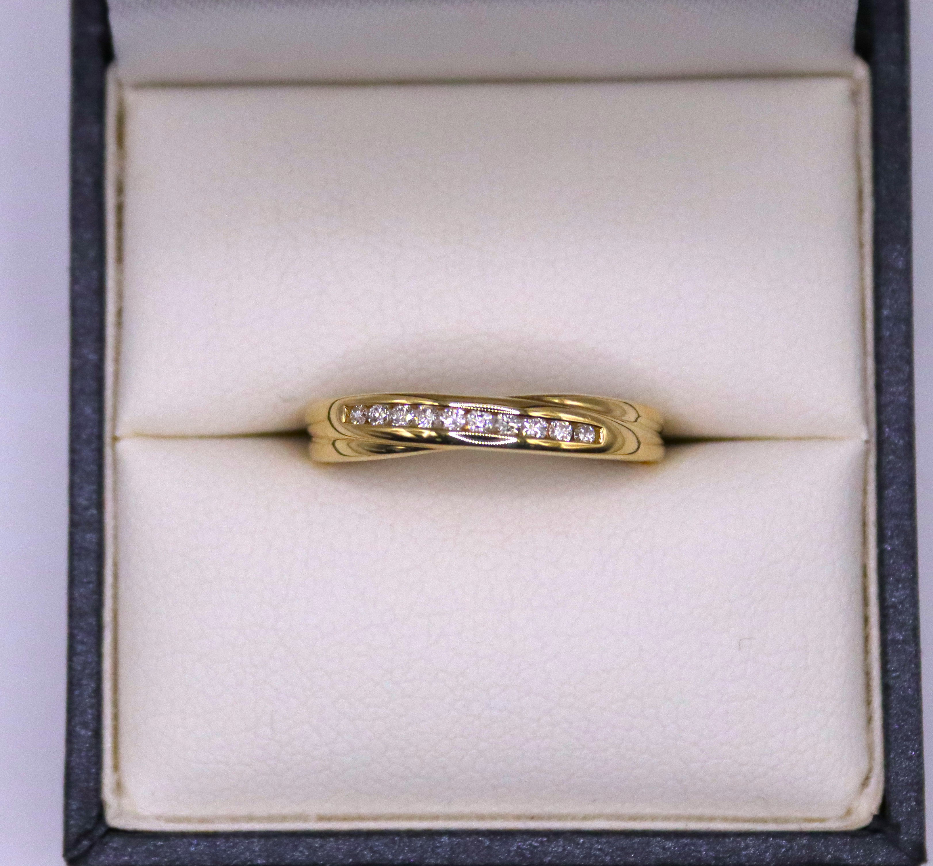 9ct Gold Criss Cross Diamond Half Eternity Ring