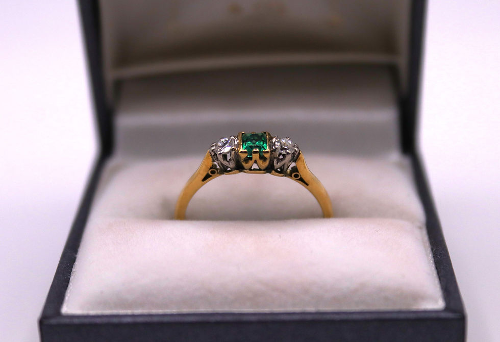 Thumbnail: 18ct Gold and Platinum Emerald and Diamond Ring