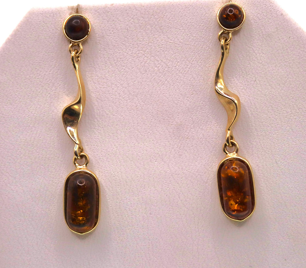 Thumbnail: 14ct Gold and Amber Drop Earrings
