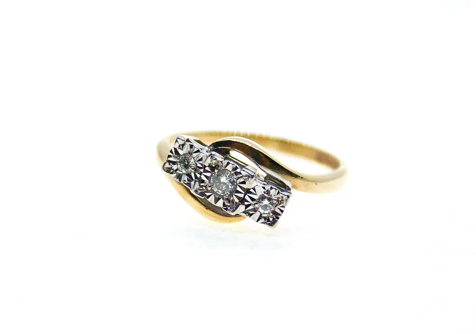 Thumbnail: 9ct Gold Diamond Ring with 'Illusion" Setting