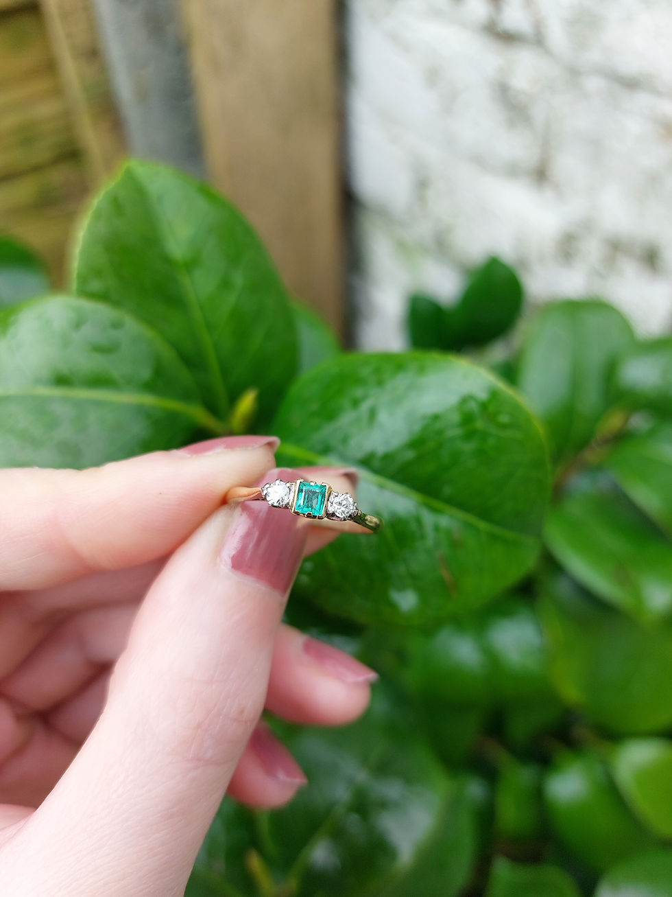 Thumbnail: 18ct Gold and Platinum Emerald and Diamond Ring