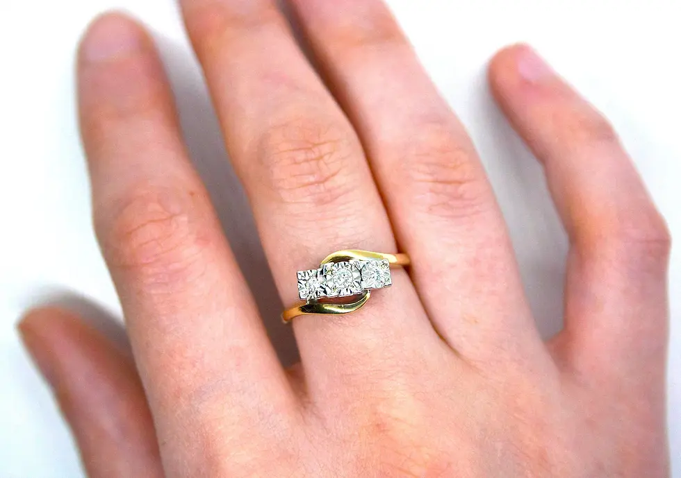 Thumbnail: 9ct Gold Diamond Ring with 'Illusion" Setting