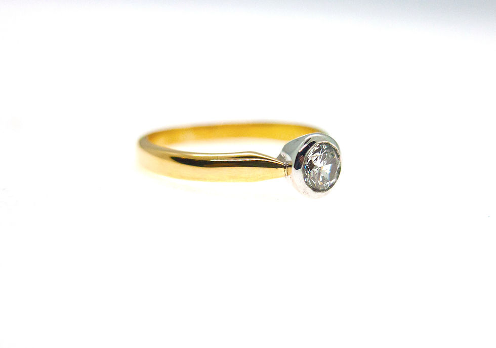 Thumbnail: 18ct Gold Solitaire with Rim-Set Diamond