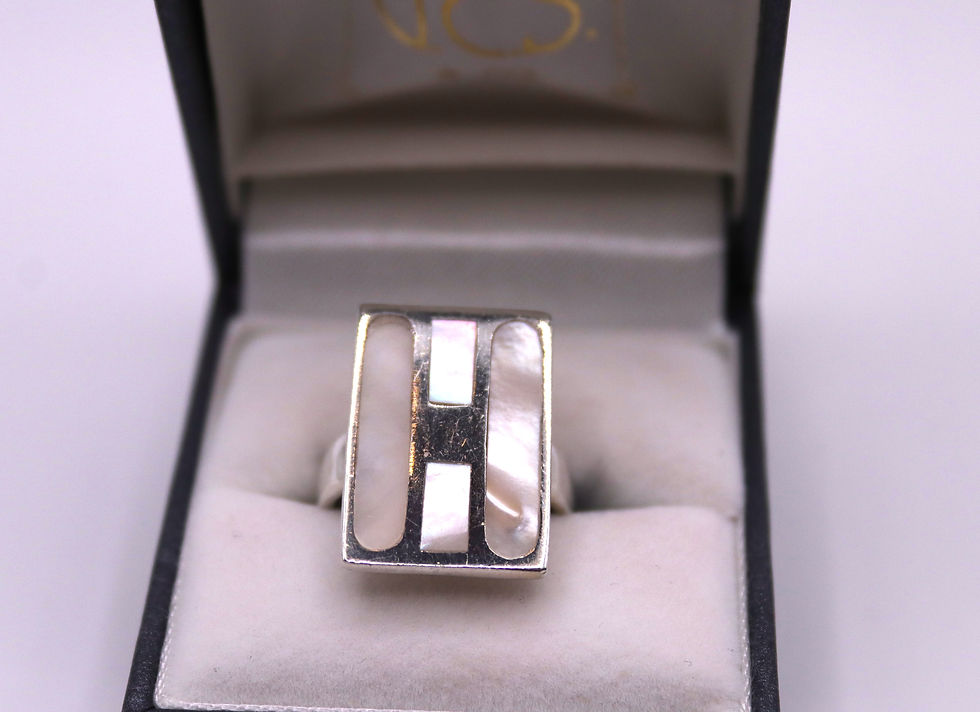 Silver Statement Ring with Mother of Pearl